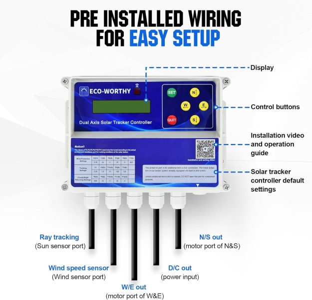 ECO-WORTHY 900W 3.6KWH Solar Panel Kit System : 6pcs 150W Solar Panels + Dual Axis Tracking System with Tracker Controller for Home House Farm Shed