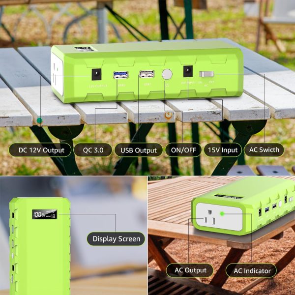 Portable Power Station with AC Outlet, Powkey 65W/110V External Battery Pack 24000mAh/88.8Wh Power Pack, Portable Power Source Supply Backup for Outdoor Tent Camping Home Office